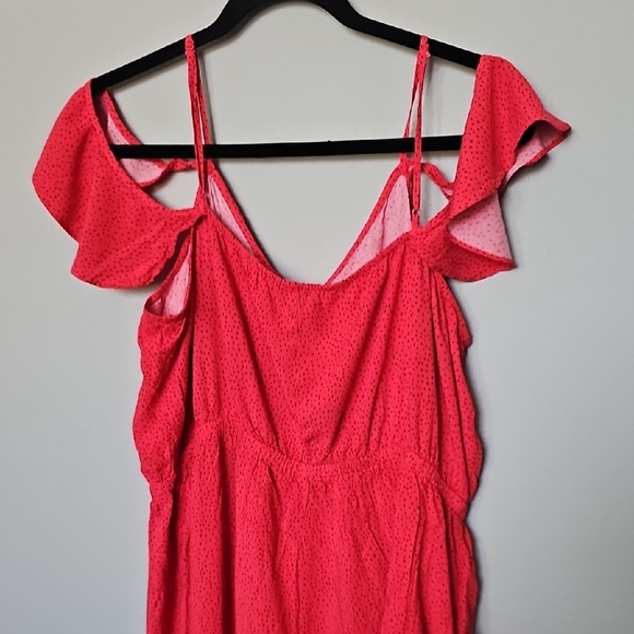 Express Flutter Sleeve Red Polka Dot High Low Ruffle Feminine Summer Dress XL - Picture 10 of 13